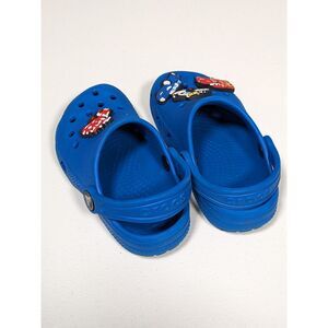 Crocs Toddlers Bright Blue With Cars Buttons Kids Shoes Size US 8C